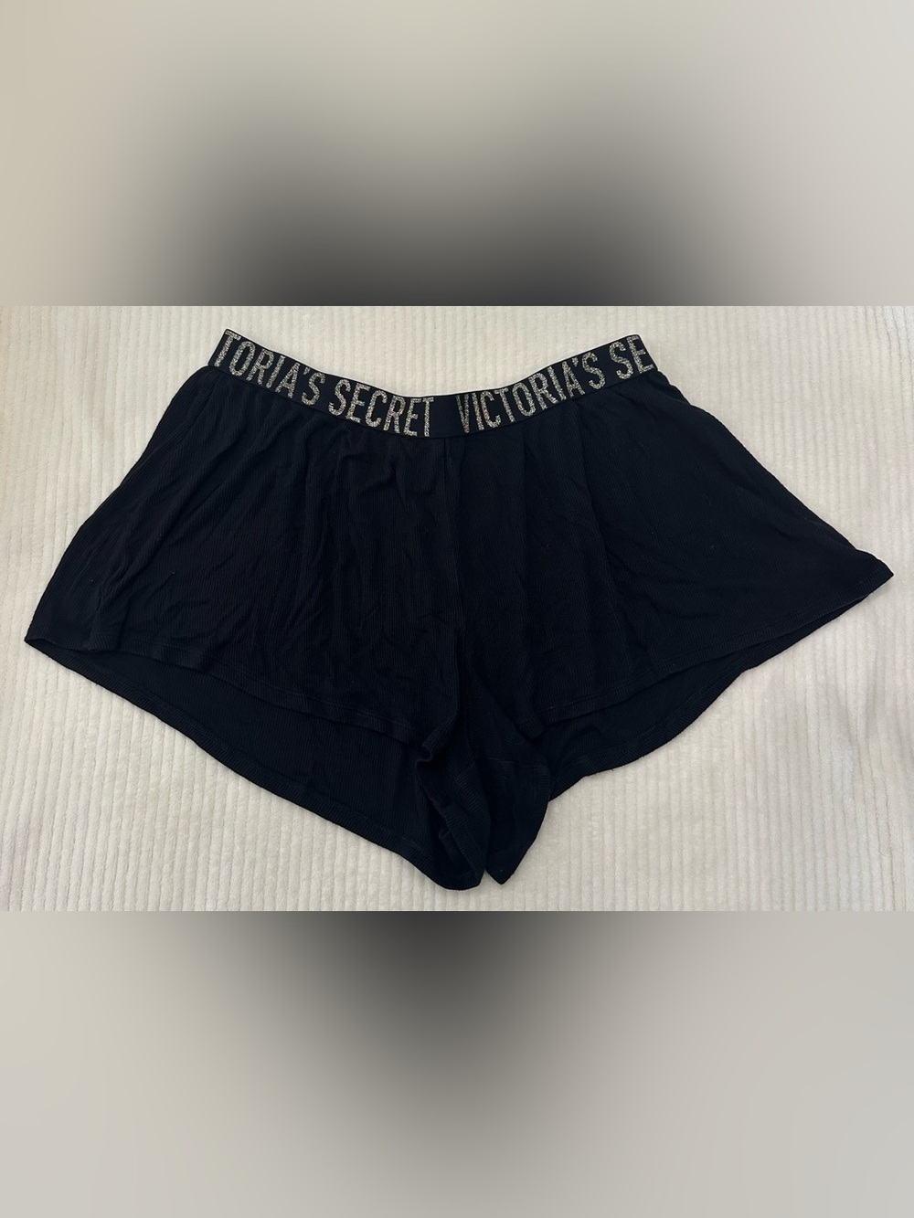 Victorias Secret Black Ribbed Pajama Shorts Size Large
